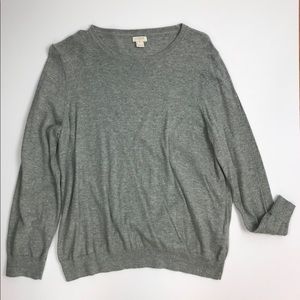 J. Crew Cotton Crewneck Sweater in Gray